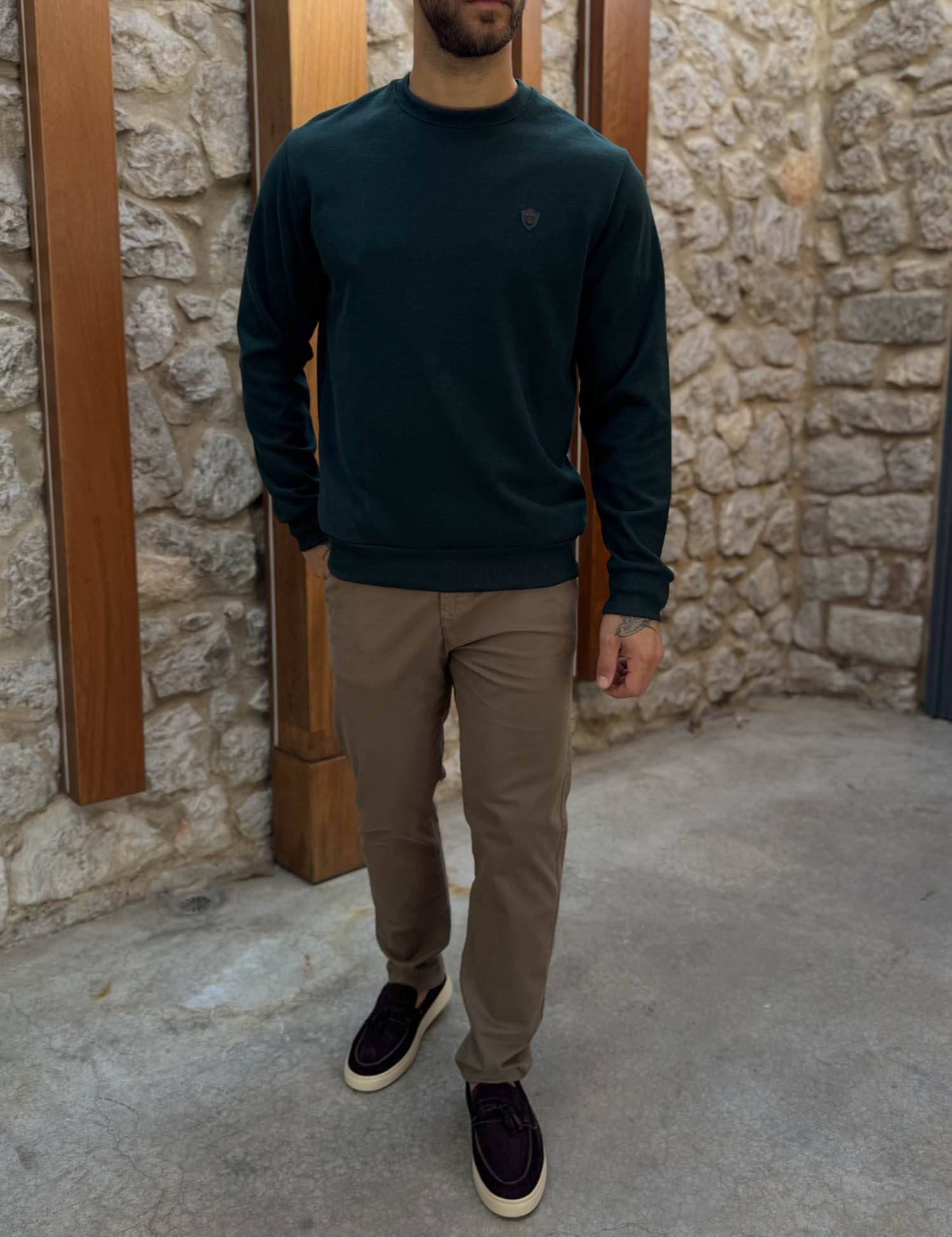 Everbest Ανδρική κυπαρισσί μακρυμάνικη ριπ μπλούζα Plus Size 261030 φωτογραφία